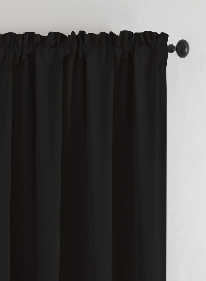 Upcortinassi Fire Resistant Curtain for School, Test Certification NFPA701, Rod Pocket Top, Black 52 x 63 inch, Pack of 1 Panel - Image 2